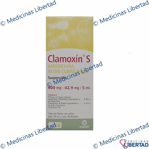 [7502009745140] CLAMOXIN S 600mg /42.9mg /5ml SUSPENSION 50 ML