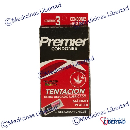 [7713042188775] PRESERVATIVO PREMIER TENTATION (ROJO) CARTERA C/3 