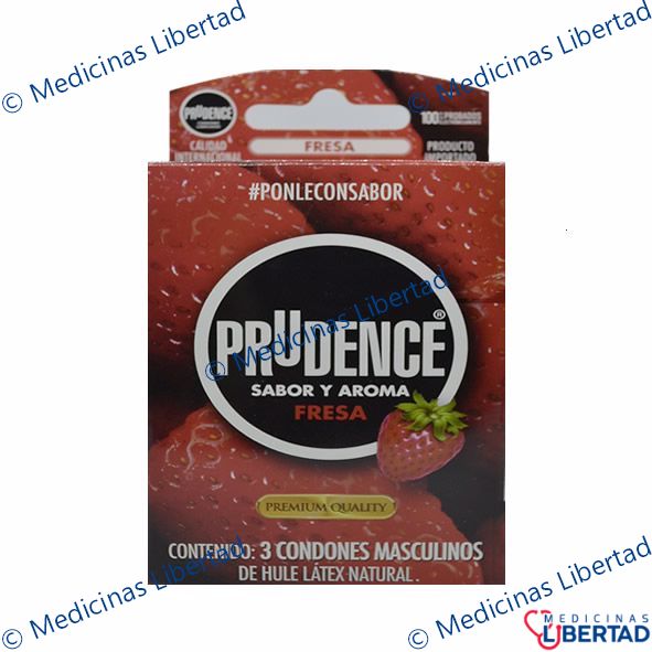 PRESERVATIVO PRUDENCE SABOR FRESA CARTERA C/3
