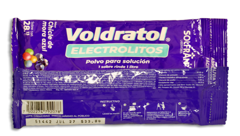 ELECTROLITOS VOLDRATOL SOBRE CON 28.13G CHICLE / MORA AZUL