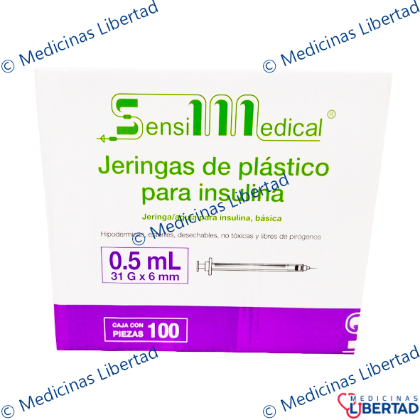 JERINGA .5ML 31G X 6MM P/INSULINA C/100 SENSIMEDICAL
