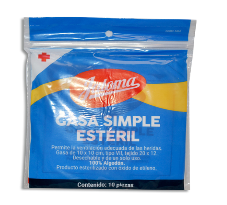 GASA SIMPLE ESTERIL 10X10CM  JALOMA  BOLSA  C/10