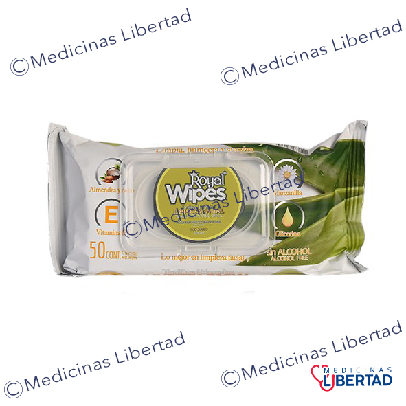 TOALLITAS ROYAL LIMPIEZA FACIAL C/50PZS