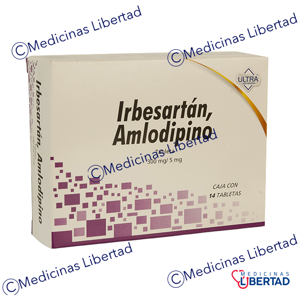 IRBESARTAN 300 MG/ AMLODIPINO 5 MG C/14 TABLETAS ULTRA 