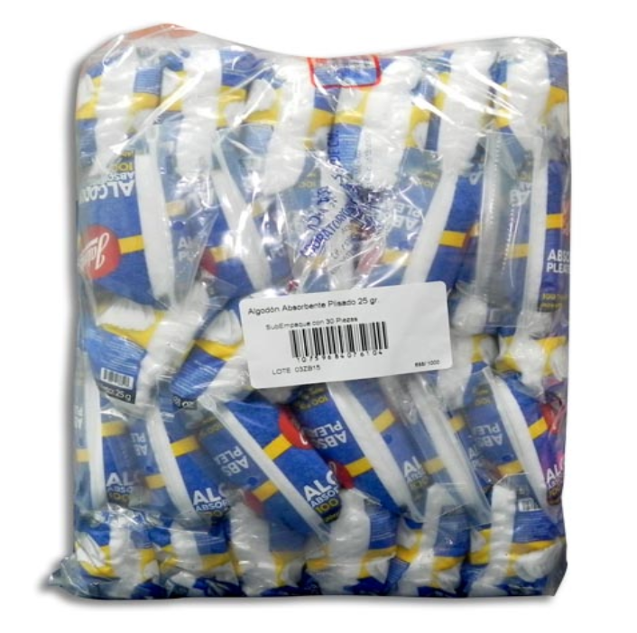 ALGODON ABSORBENTE PLISADO 25G JALOMA PAQUETE C/30