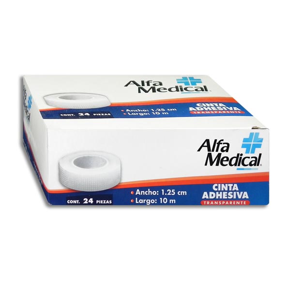 CINTA ADHESIVA TRANSPARENTE ALFA MEDICAL 2.5CMX5M Caja c/1