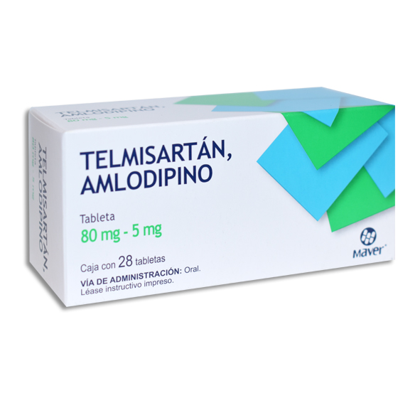 TELMISARTAN,AMLODIPINO 80/5MG MAVER Tabletas c/28