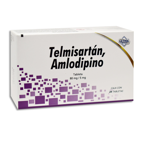 TELMISARTAN,AMLODIPINO 80/5MG ULTRA Tabletas c/28