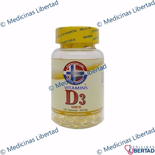 [138995836662] VITAMINA D3 NORWEIN 5000 UI DE 400MG CAP C/100