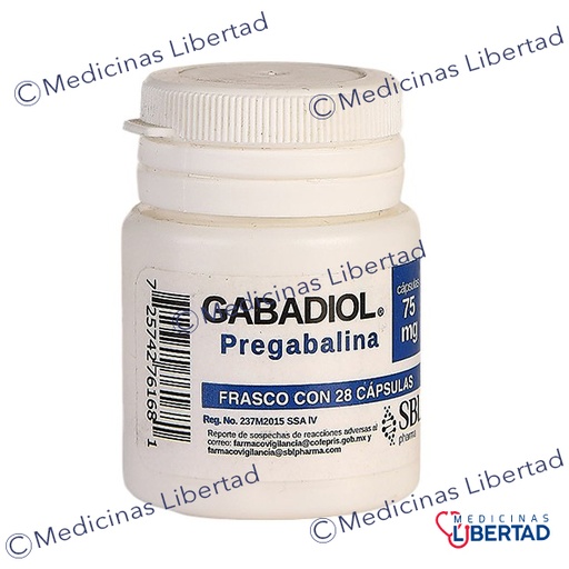 [725742761681] GABADIOL ( PREGABALINA ) 75 MG C/28 CAPSULAS