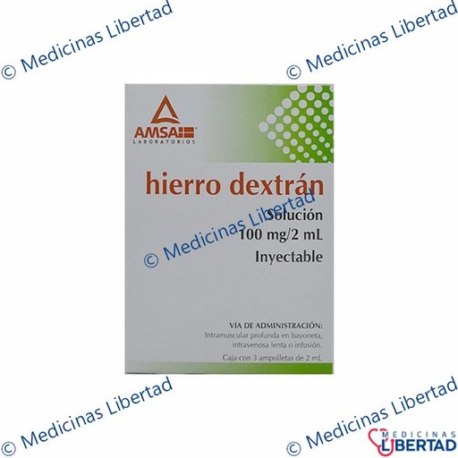 [7501349020412] HIERRO DEXTRANO AMSA 100 MG SOLUCION INYECTABLE  C/3