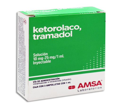 [7501349029040] KETOROLACO - TRAMADOL 10MG - 25/1ML INY C/3 AMSA