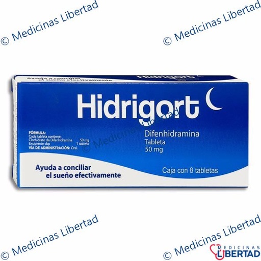 [7501825304142] HIDRIGORT ( DIFENHIDRAMINA ) TABLETAS C/8
