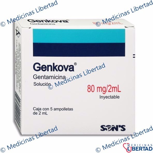 [7502001161351] GENTAMICINA/ GENKOVA ADULTO 80MG.INYECTABLE  C/5