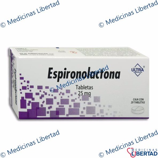 [7502216802889] ESPIRONOLACTONA ULTRA  25 MG TABLETAS C/20