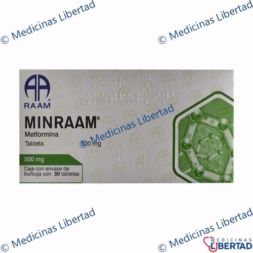 [7502227871652] MINRAAM ( METFORMINA ) 500 MG TABLETAS  C/30