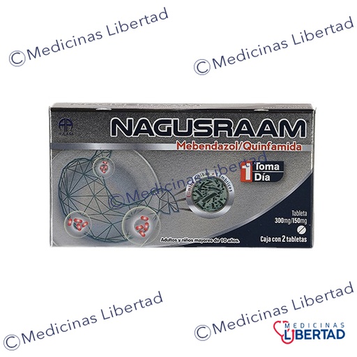 [7506313800212] NAGUSRAAM (Mebendazol / Quinfamida ) 300 MG /150 MG C/2 TAB