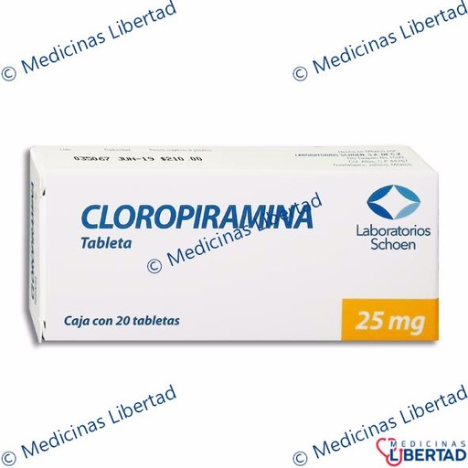 [821998000250] CLOROPIRAMINA SCHOEN Tabletas c/20