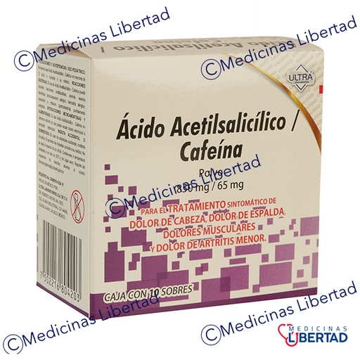 [7502216804203] ACIDO ACETILSALICILICO/ CAFEINA SOBRES C/10 ULTRA 