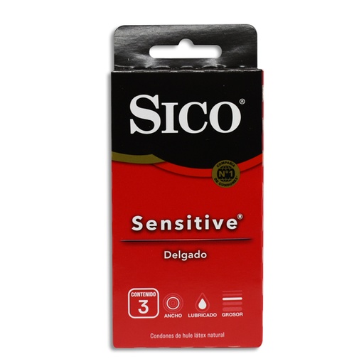 [7501058368126] PRESERVATIVO SICO SENSITIVE ROJO Cartera c/3