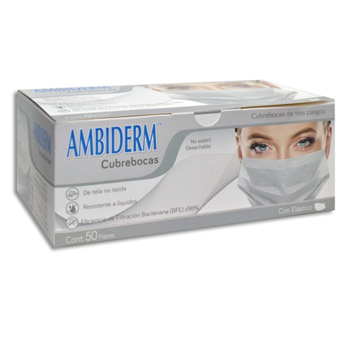 [7502224242455] CUBREBOCA AMBIDERM BLANCO Caja c/50