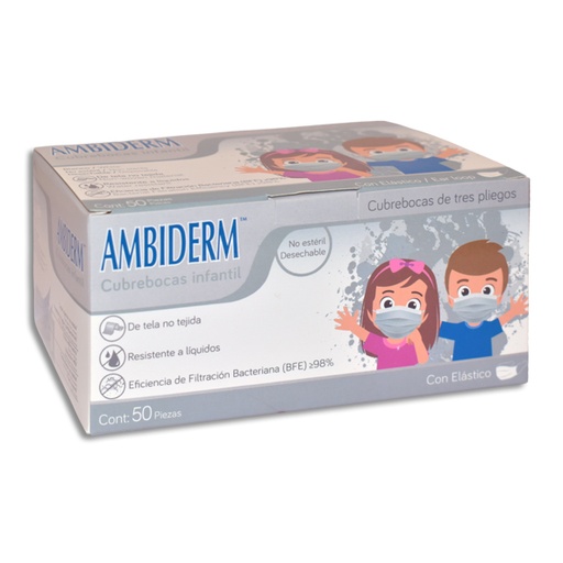 [7502224243520]  CUBREBOCA AMBIDERM BLANCO INFANTIL Caja c/50